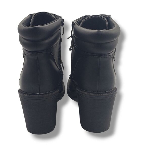 Torrid Lace Up Hiker Bootie Womens‎ 9WW Black Combat Faux Leather - Picture 6 of 9